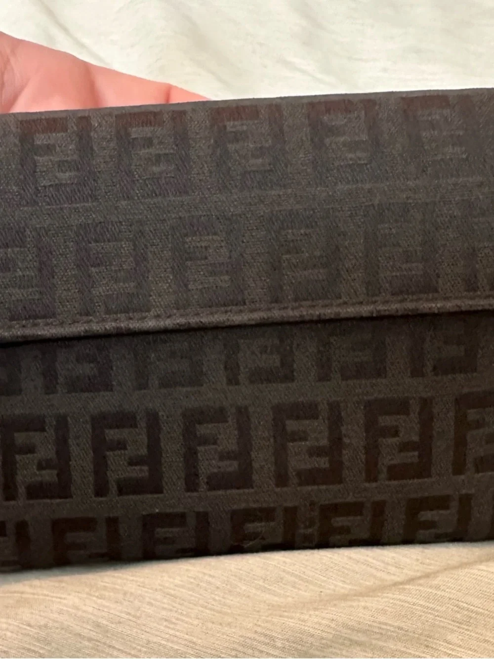 Fendi Trifold Wallet Mini FF Zucca Black Logo Classic Luxury Women’s
